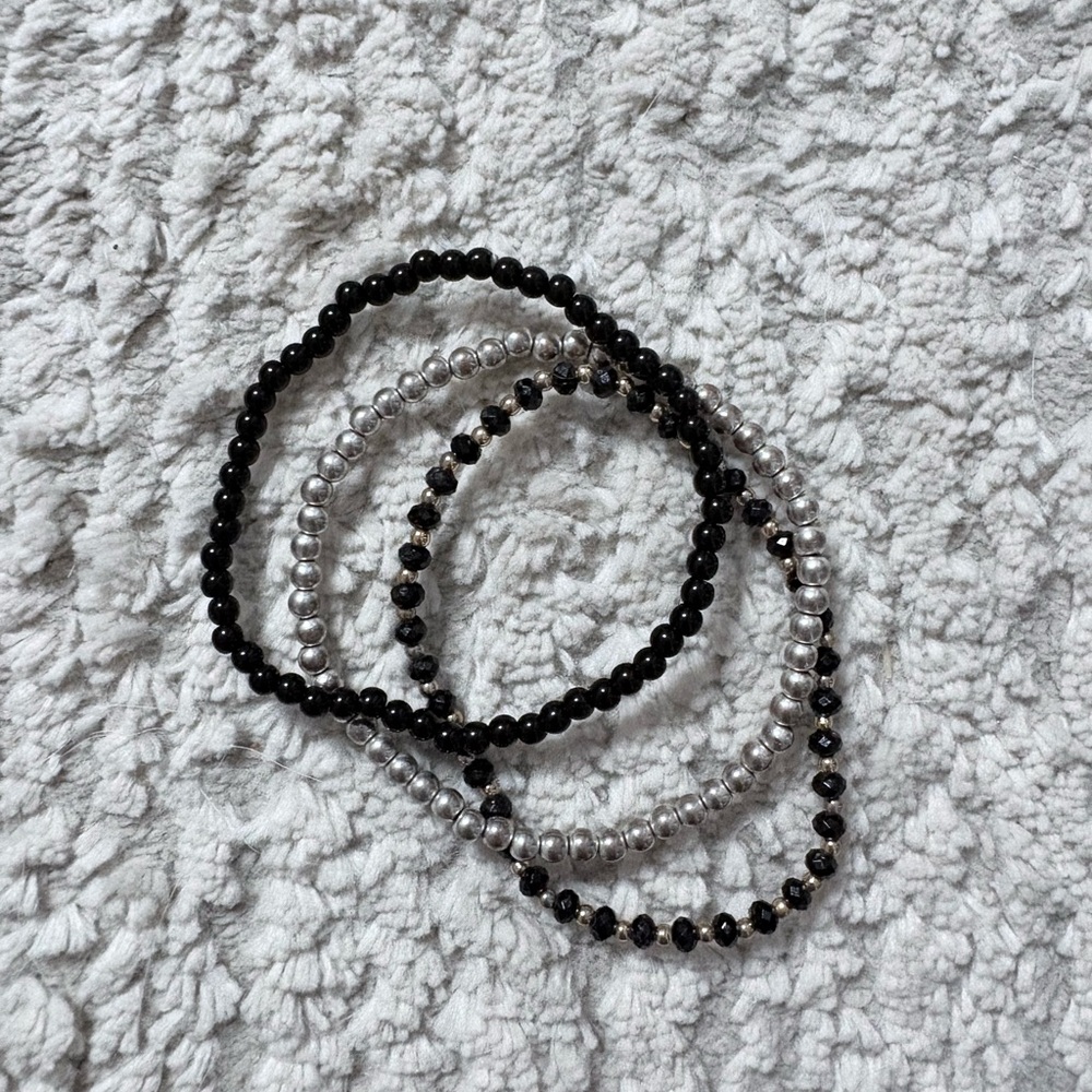 American Eagle Outfitters Black and Silver Bracelet Trio